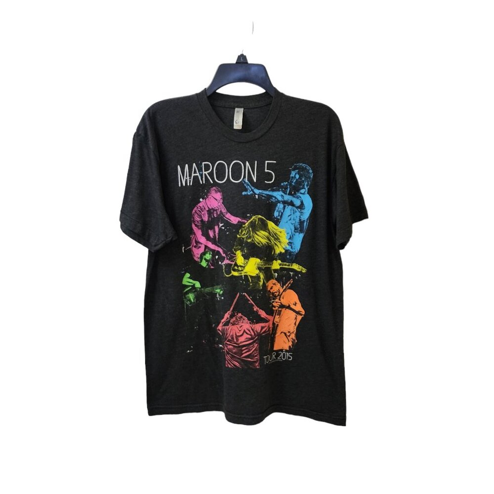 American Apparel Maroon 5 Dark Grey T-Shirt Large Unisex Las Vegas 2015